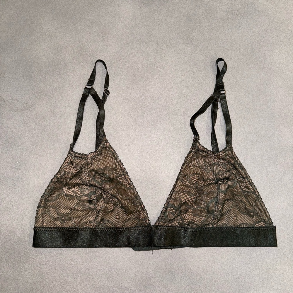 Urban Outfitters Dark Green Strappy Lace Bralette